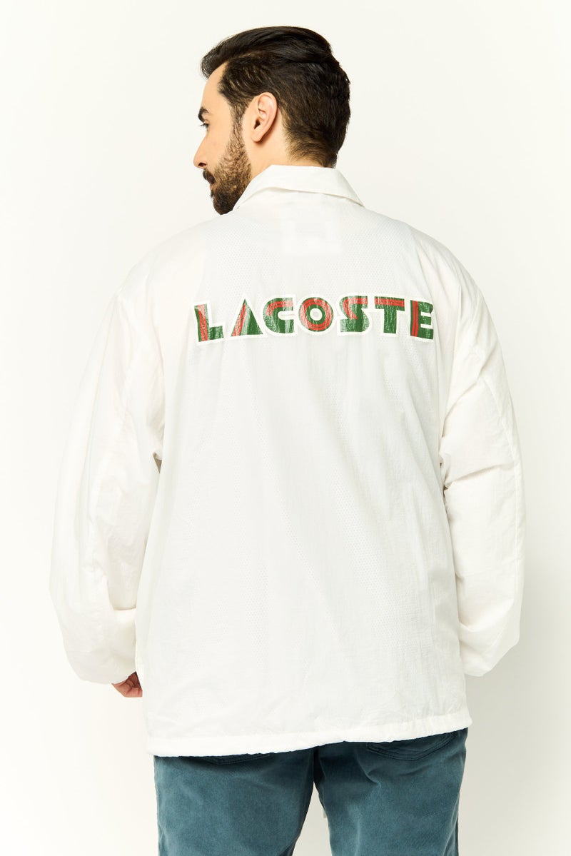 LACOSTE Men Embroidered Logo Windbreaker Jacket, White  - Image 4
