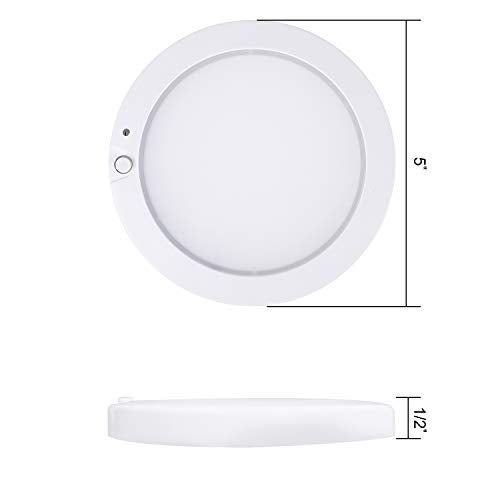 Facon 5" LED RV Interior Dome Light - 12V Surface-Mount Puck Light with Switch & Night Blue Indicator, 420LM Warm White (3400K), Ideal for RVs, Motorhomes, Campers, Marine Vehicles - Image 2