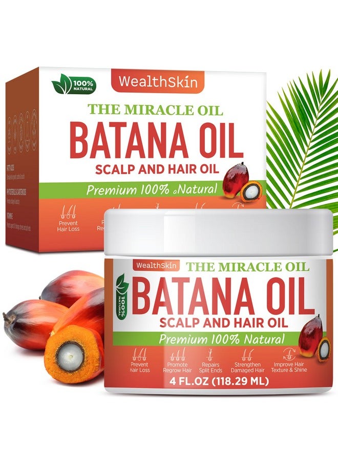 Wealthskin Batana Oil For Hair Growth 100% Batana Oil From Honduras As Hair Mask Scalp And Hair Oil. Repairs Damaged Hair & Skin Reduces Hair Loss 4Oz (4Oz (118Ml))  - Image 1