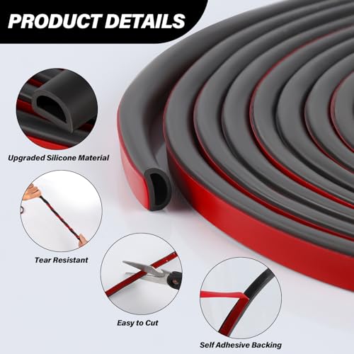 Neyway Silicone Weather Stripping Door Seal, 20FT Self Adhesive D-Shaped Door Weather Stripping for Door Frame＆Window Seal - Image 3