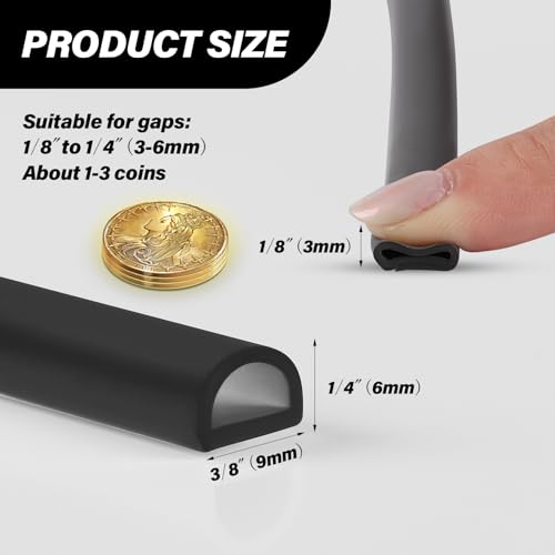 Neyway Silicone Weather Stripping Door Seal, 20FT Self Adhesive D-Shaped Door Weather Stripping for Door Frame＆Window Seal - Image 2