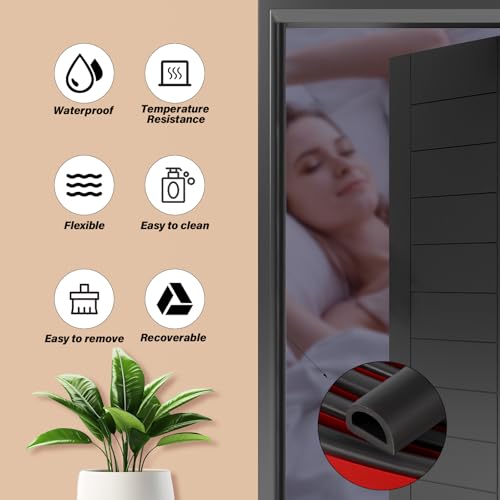 Neyway Silicone Weather Stripping Door Seal, 20FT Self Adhesive D-Shaped Door Weather Stripping for Door Frame＆Window Seal - Image 4