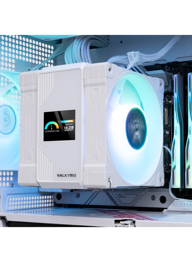 Valkyrie Ml125 White Vk Cpu Air Cooler With 6 Heatpipes, Pure Copper Base, 2.0-inch Ips Lcd Screen, Supports Lga1700 Am5 - Image 4