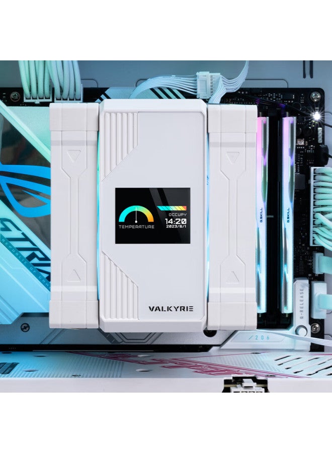 Valkyrie Ml125 White Vk Cpu Air Cooler With 6 Heatpipes, Pure Copper Base, 2.0-inch Ips Lcd Screen, Supports Lga1700 Am5 - Image 5