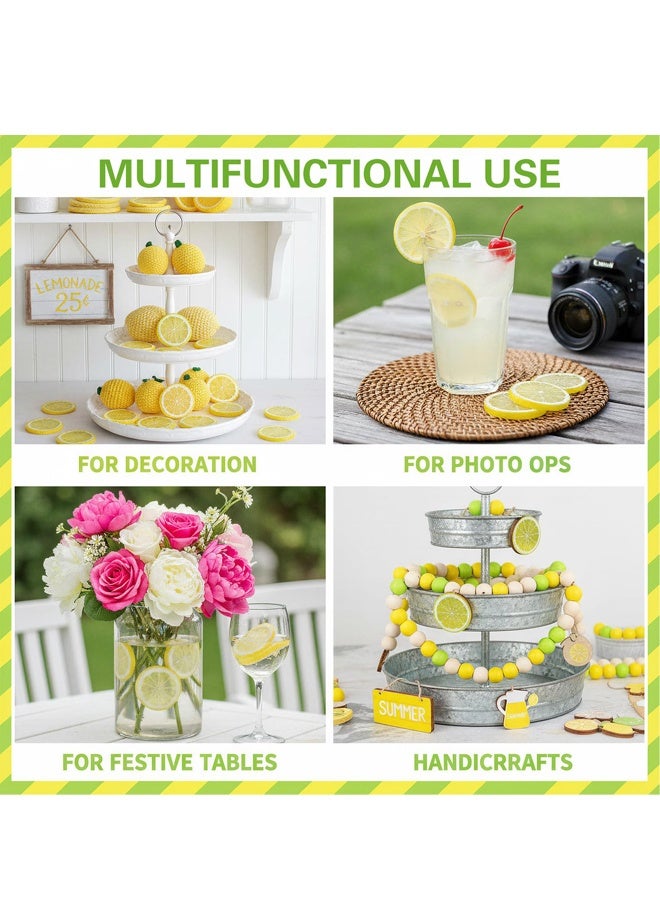 5Pcs Realistic Plastic Fake Lemon Slices Kitchen Party Decor Photo Props DIY Crafts - Image 5