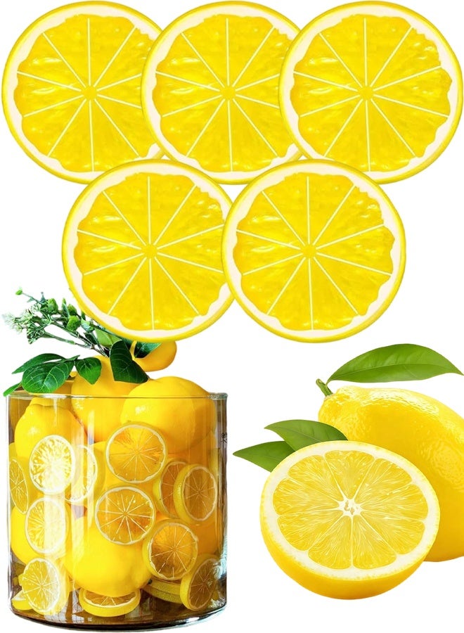 5Pcs Realistic Plastic Fake Lemon Slices Kitchen Party Decor Photo Props DIY Crafts - Image 1