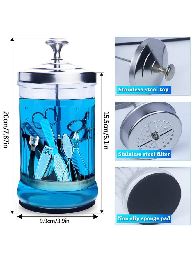 Namgznso Namgznso Disinfecting Jar, 33 Oz Manicure Disinfectant Jar, Small Glass Disinfectant Jar Container for Barber Supplies, Manicure Disinfecting Jar with Removable Basket for Nail Tool  - Image 3