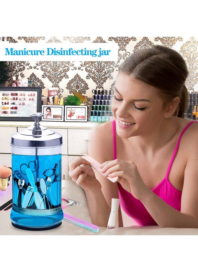 Namgznso Namgznso Disinfecting Jar, 33 Oz Manicure Disinfectant Jar, Small Glass Disinfectant Jar Container for Barber Supplies, Manicure Disinfecting Jar with Removable Basket for Nail Tool  - Image 2