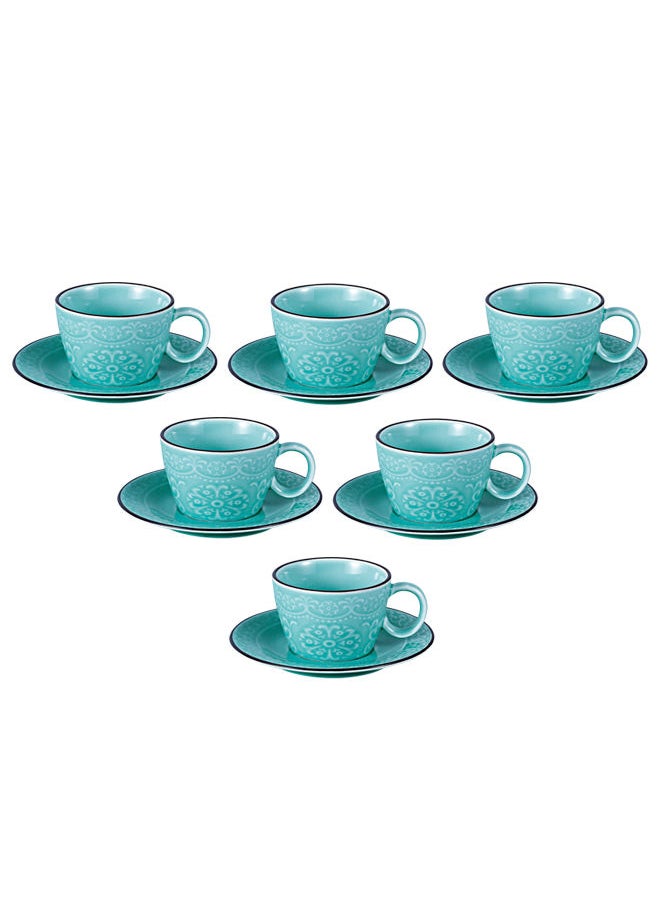 Trust - 12-Piece Porcelain Cup With Saucer Set 175ML Light Blue - Image 1