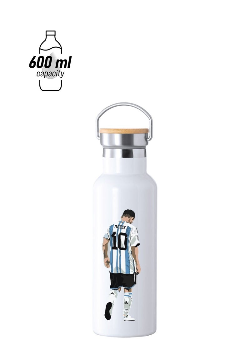 Generic Football Super Hero Messi Water Flask Bottle - Gift for Sports Fans and Athletes - Stainless Steel Bamboo Cap Flask Bottle 600ml - Ideal for Sports Enthusiasts - Image 3