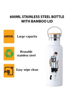 Generic Football Super Hero Messi Water Flask Bottle - Gift for Sports Fans and Athletes - Stainless Steel Bamboo Cap Flask Bottle 600ml - Ideal for Sports Enthusiasts  - Image 3