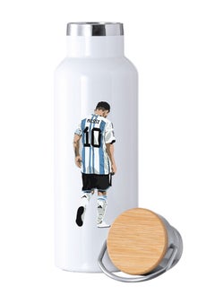 Generic Football Super Hero Messi Water Flask Bottle - Gift for Sports Fans and Athletes - Stainless Steel Bamboo Cap Flask Bottle 600ml - Ideal for Sports Enthusiasts  - Image 2