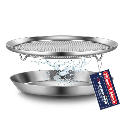 WAGENSTEIGER Stainless Steel Mesh Tray Set with Drip Pan Air Fryer Basket and Tray Kitchen Colander Vegetable and Fruit Strainer Food Filter BBQ Prep Tool Fruit Serving Dishes 984 inch - Image 1