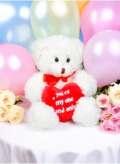 Cuddles Teddy Bear With Heart, 10″Soft White Stuffed Bear Plush Toy, Valentines Day Gifts For Him And Her,Gifts For Girlfriend Boyfriend  - Image 1