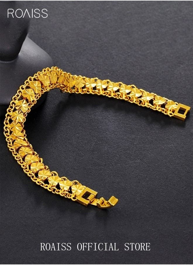roaiss Heart Decor Chain Bracelet Cuff Bangle Jewelry Gift for Women Wife Golden  - Image 3