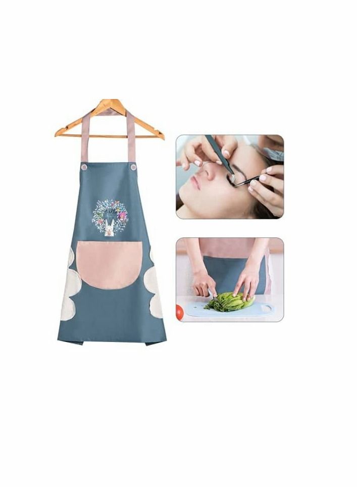 KASTWAVE Kitchen Apron, Waterproof Aprons For Women Men, 2Pcs Adjustable with Convenient Pocket Durable Kitchen Cooking Apron, Perfect for Home Restaurant Craft BBQ Coffee House, Oil Proof, Cleaning, Gardening - Image 2
