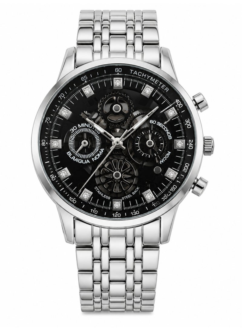 IK Casual Watch For Men - Band Stainless Steel Silver - Black Dial - IK23 - Image 1
