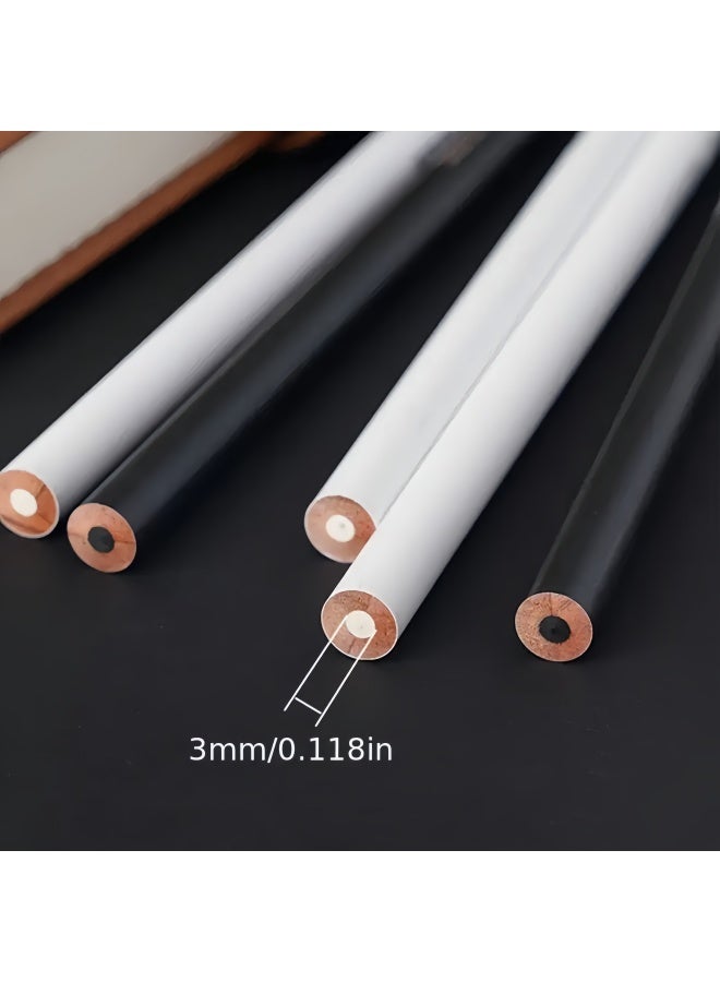 Set of 6 White Charcoal Pencils - Erasable, Medium Tip for Precise Sketching and Drawing, Wood Texture, for Artists and Illustrators - Image 5