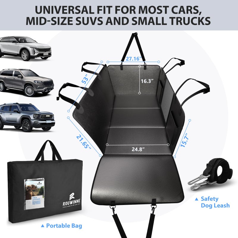 ROUWINNE Back Seat Extender for Dogs-Large Space, Hard Bottom Dog Car Seat Cover for Back Seat Hold 420lb, Anti-scratch Backseat Extender for Dogs,Waterproof Dog Hammock for Car, SUV, Truck, All Black - Image 4