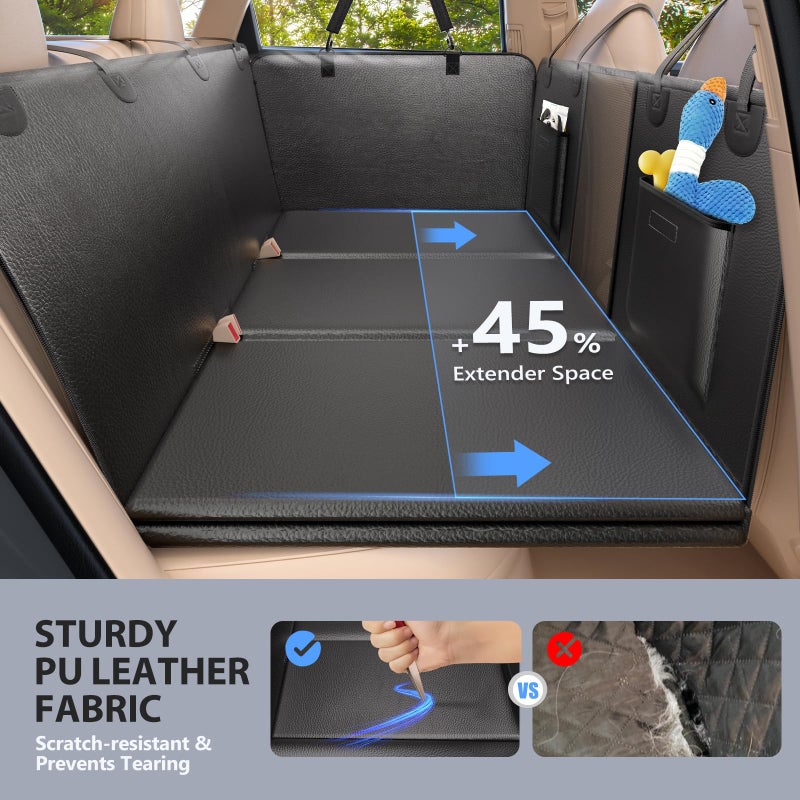 ROUWINNE Back Seat Extender for Dogs-Large Space, Hard Bottom Dog Car Seat Cover for Back Seat Hold 420lb, Anti-scratch Backseat Extender for Dogs,Waterproof Dog Hammock for Car, SUV, Truck, All Black - Image 2