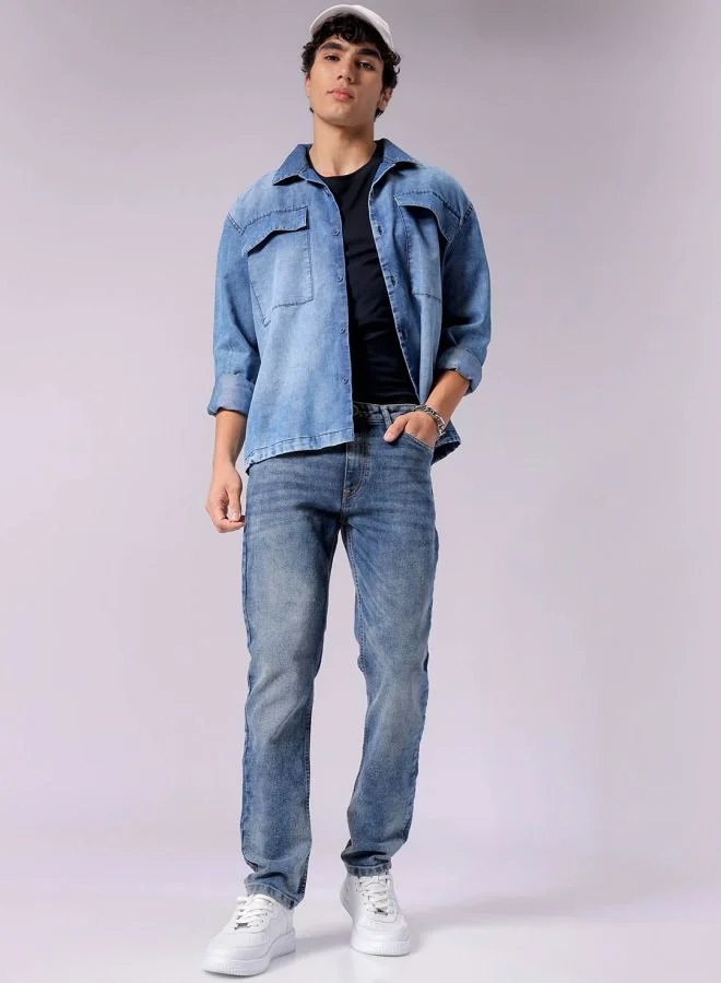 The Indian Garage Co Men Slim Fit Solid Mid-Rise Stretchable Jeans