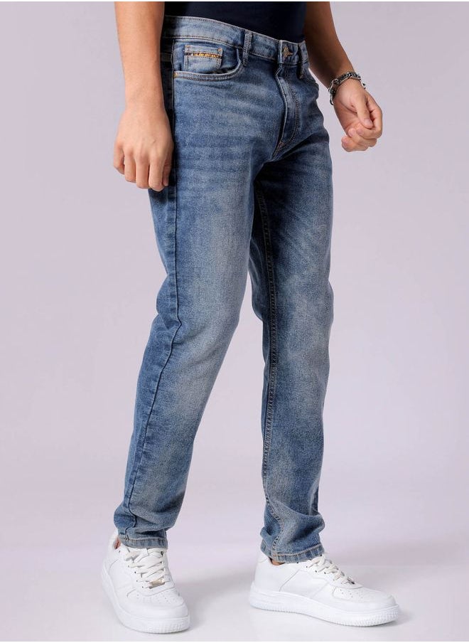 The Indian Garage Co Men Slim Fit Solid Mid-Rise Stretchable Jeans  - Image 4