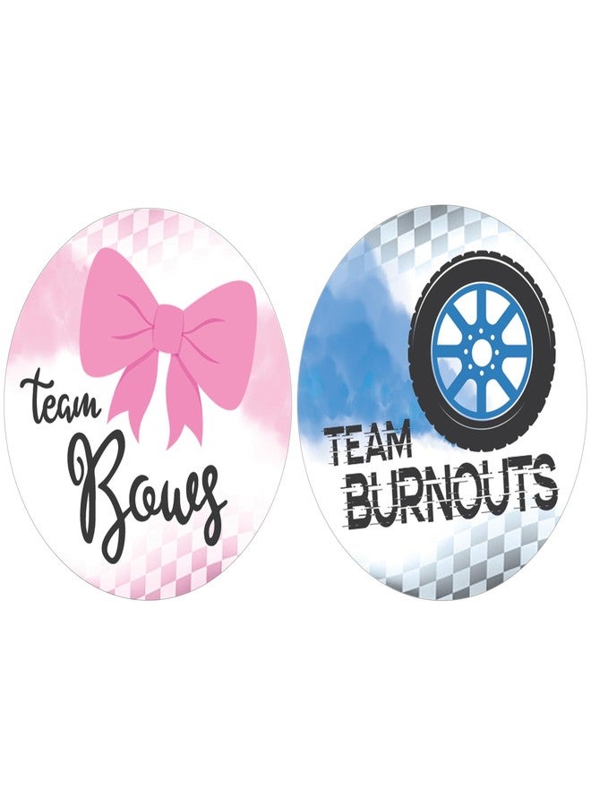 DISTINCTIVS Burnouts or Bows Baby Gender Reveal Party, Team Boy or Team Girl Stickers - 40 Labels - Image 1