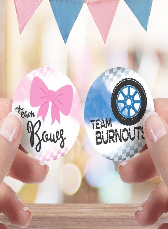 DISTINCTIVS Burnouts or Bows Baby Gender Reveal Party, Team Boy or Team Girl Stickers - 40 Labels - Image 2