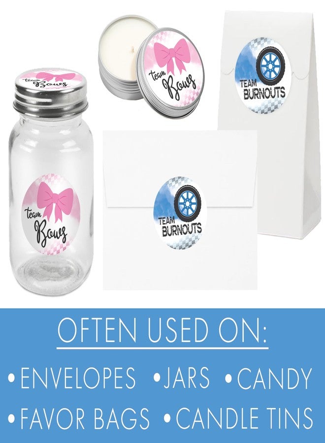 DISTINCTIVS Burnouts or Bows Baby Gender Reveal Party, Team Boy or Team Girl Stickers - 40 Labels - Image 5