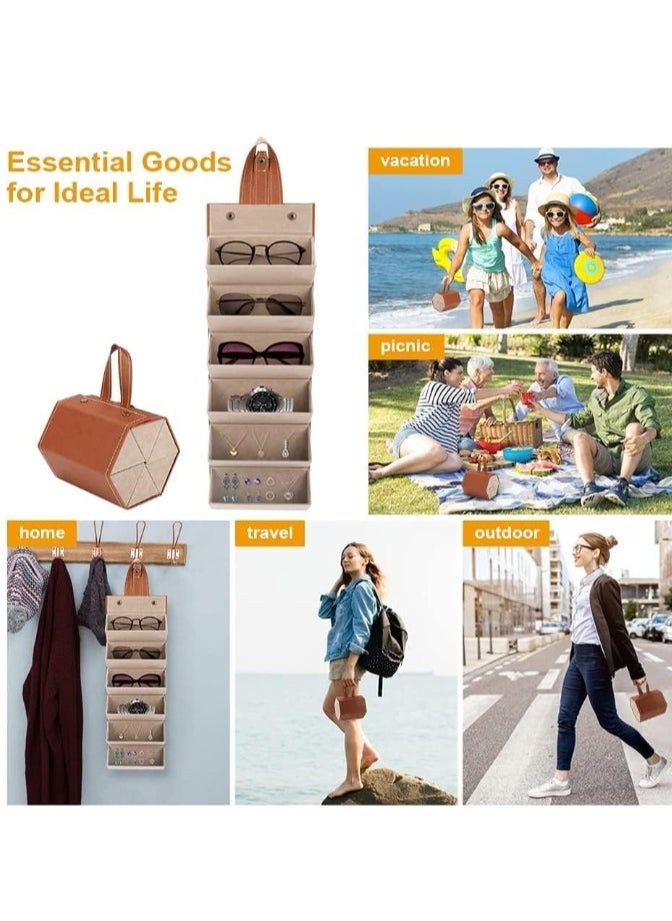 Sunglasses Storage Case, Multi Slot Travel Sunglasses Case, Travel Eyeglasses Case Storage 5 Slots, Foldable Eyeglasses Frame Case, Women's Men's Eyeglasses Display Case