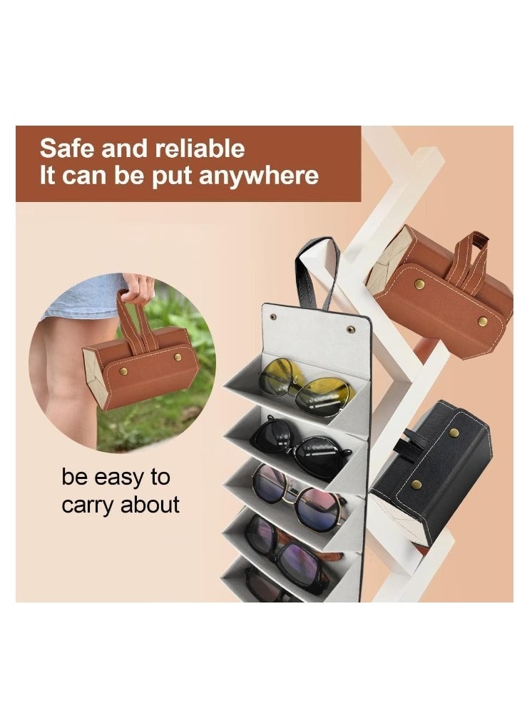 Sunglasses Storage Case, Multi Slot Travel Sunglasses Case, Travel Eyeglasses Case Storage 5 Slots, Foldable Eyeglasses Frame Case, Women's Men's Eyeglasses Display Case