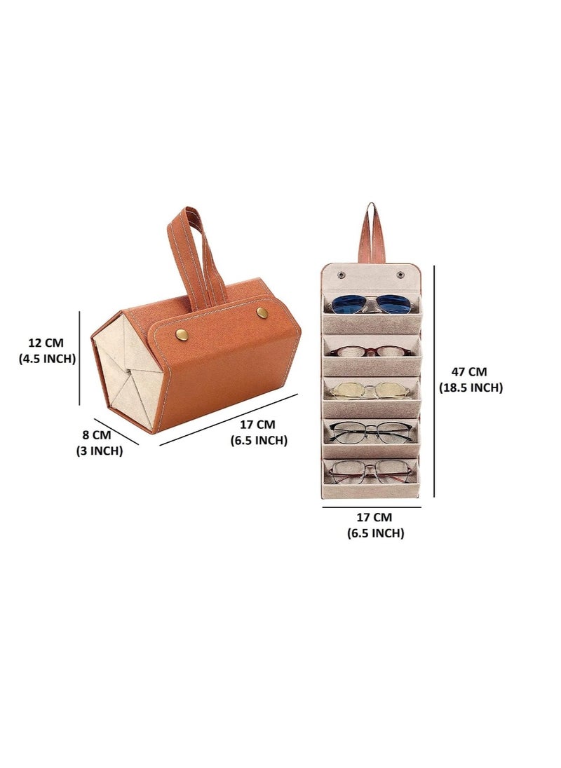 Sunglasses Storage Case, Multi Slot Travel Sunglasses Case, Travel Eyeglasses Case Storage 5 Slots, Foldable Eyeglasses Frame Case, Women's Men's Eyeglasses Display Case