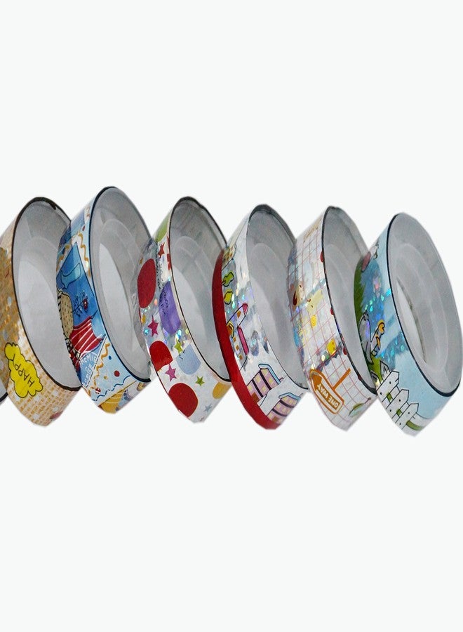 Pindia Set of 10Pc (1.5cm) Colorful Decorative Tape Adhesive Glitter Tape Roll for DIY, Gift Wrapping, Birthday Card Making, Handmade Craft, Scrapbooking, Home Decoration and Other Creative Projects - Image 4
