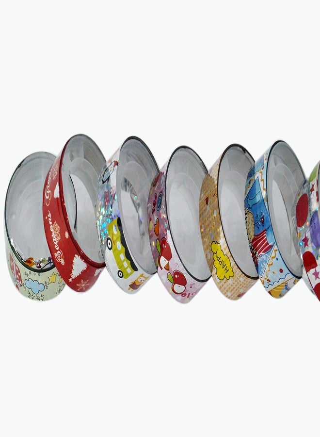 Pindia Set of 10Pc (1.5cm) Colorful Decorative Tape Adhesive Glitter Tape Roll for DIY, Gift Wrapping, Birthday Card Making, Handmade Craft, Scrapbooking, Home Decoration and Other Creative Projects - Image 3