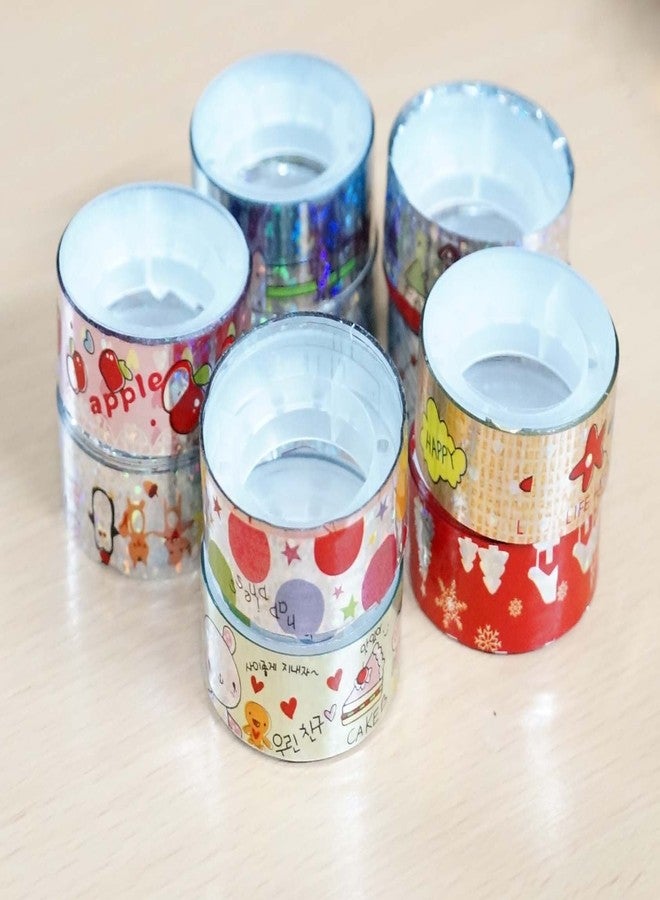 Pindia Set of 10Pc (1.5cm) Colorful Decorative Tape Adhesive Glitter Tape Roll for DIY, Gift Wrapping, Birthday Card Making, Handmade Craft, Scrapbooking, Home Decoration and Other Creative Projects - Image 2