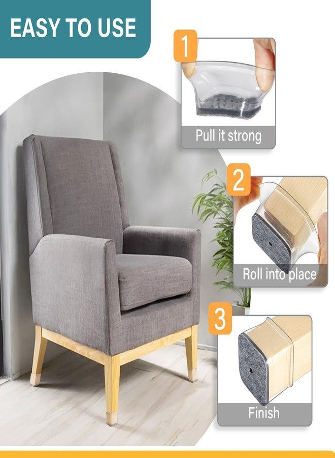 واقيات أرجل الكراسي من Ansible، 24 قطعة مربعة، وسادات أرجل أثاث من اللباد السيليكوني، وأغطية للأرضيات الخشبية (مناسبة للأحجام من 1-1/16 بوصة إلى 1-5/8 بوصة) - Image 4