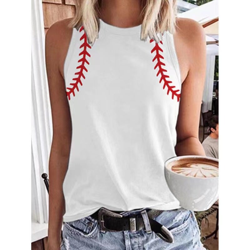 2022 Women'S Sleeveless Vest Baseballmom Baseball Printed T-Shirt - Image 3