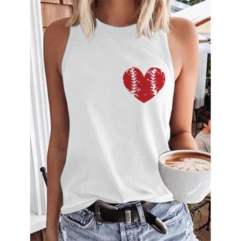 2022 Women'S Sleeveless Vest Baseballmom Baseball Printed T-Shirt - Image 1