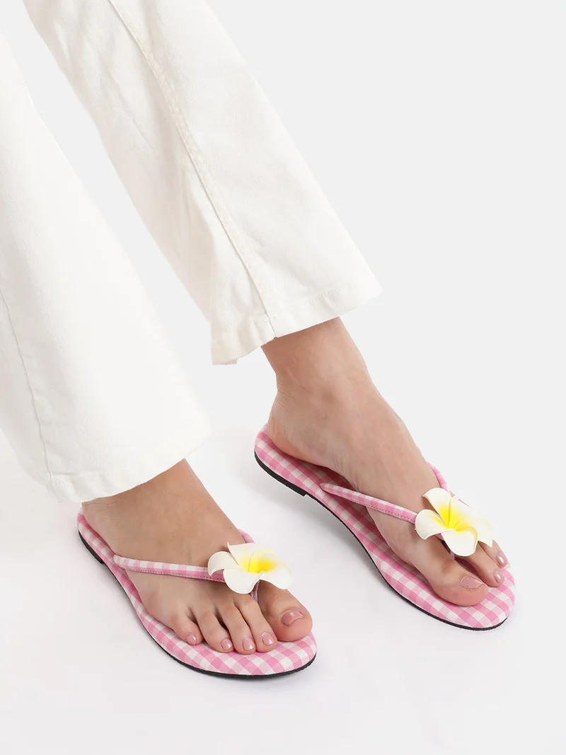 BAHAMAS Floral Pink Summer Flats for Women