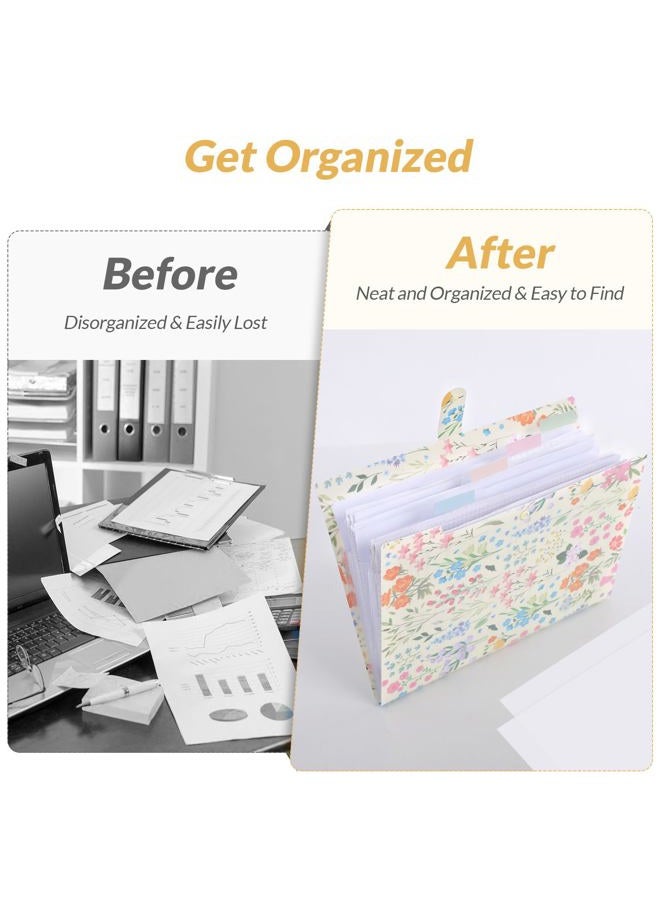 Skydue Expanding File Folder with 5 Pockets, Accordion File Organizer,Portable Receipt Paper Documents Organizer,Letter Size Filing Folder School Office Supplies,Apricot - Image 2