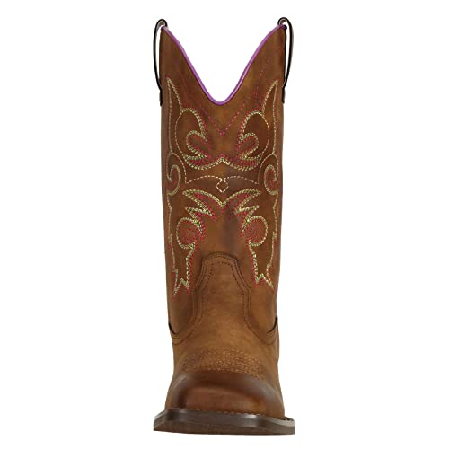 SheSole Women's Cowboy Cowgirl Boots Western Wide Square Toe Wide Calf Boots Brown US 9 - Image 2