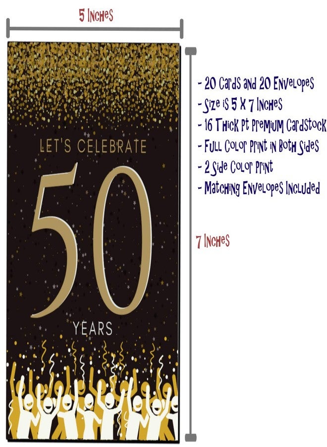 Elcer 50th Birthday Party Invitations| 50 Years | Happy 50 Anniversary | Black and Gold | Confetti Streamers Party Invitations | Fill In Style | 20 Count with Envelopes | Surprise Party (Black) - Image 4