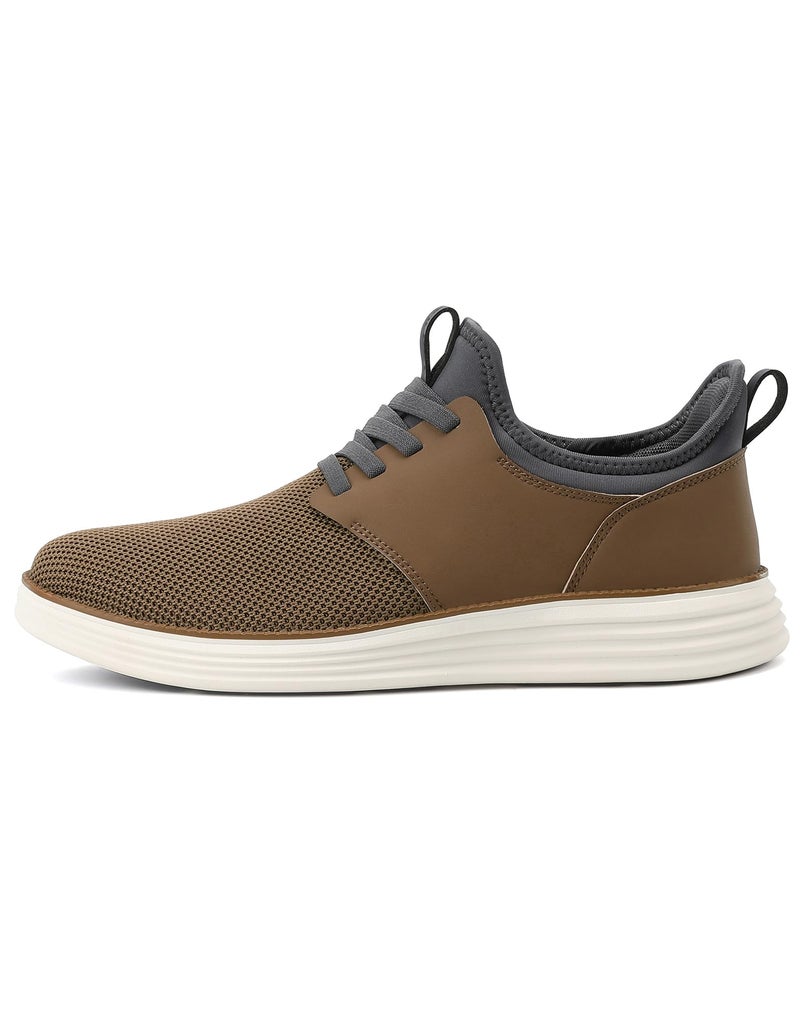VILOCY Mens Slip On Casual Dress Shoes Hands Free Fashion Sneakers Mesh Tennis Walking Comfortable Work Shoes Breathable Lightweight Non Slip Brown,EU43 - Image 4