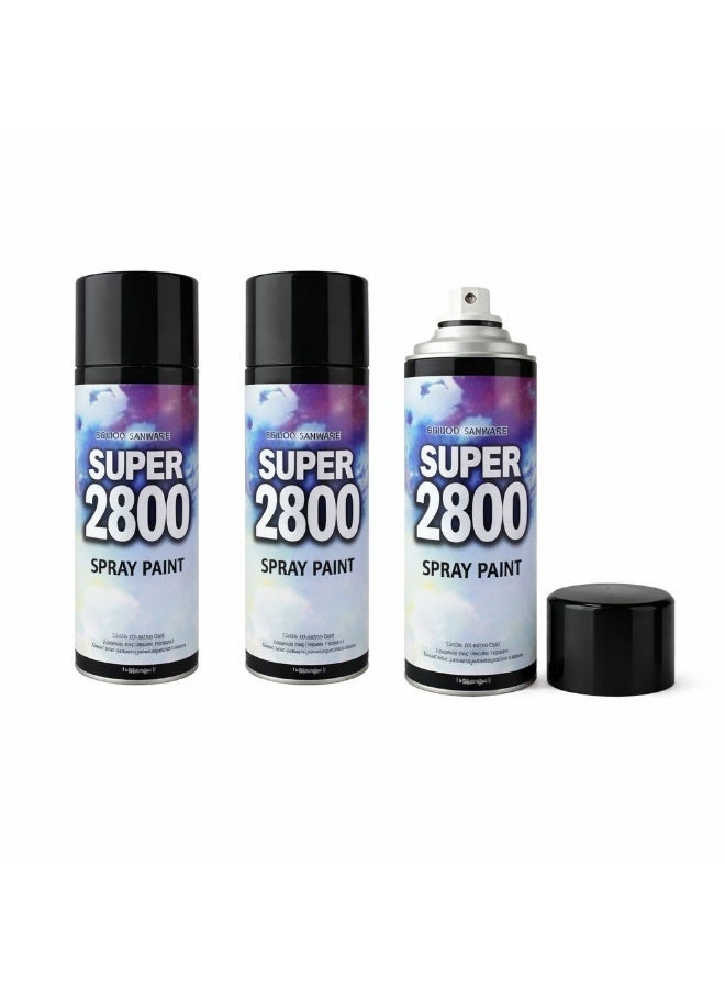 سوبر بخاخ دهان اسود متعدد الاستخدامات – طلاء رش بلمعة قوية ومقاومة للخدش للاستخدامات المتنوعة – 3 عبوات × 450 مل - Image 1