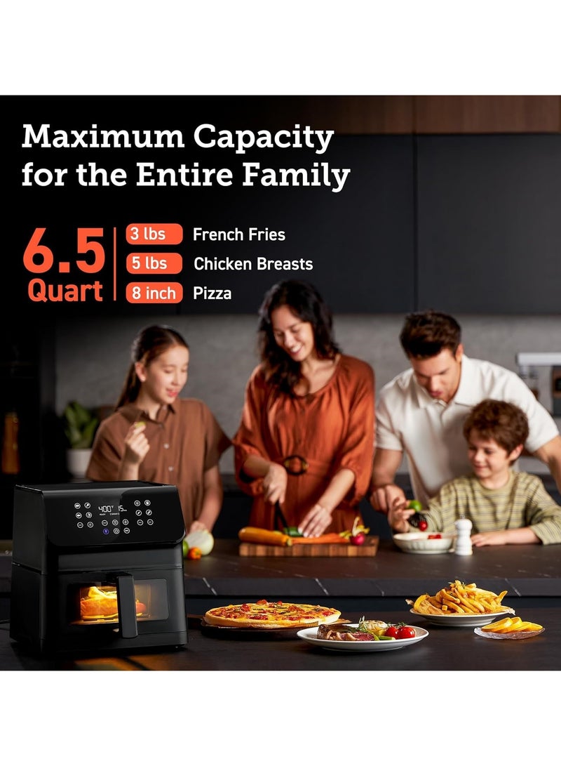 دوتس قلاية دوتس الهوائية قوة 1800 واط، تحكم رقمي باللمس سعة 6.5 لتر،  7وظائف محددة مسبقًا، حمل حراري سريع للهواء - مثالية للوجبات الكبيرة، طهي بدون دخان - Image 2