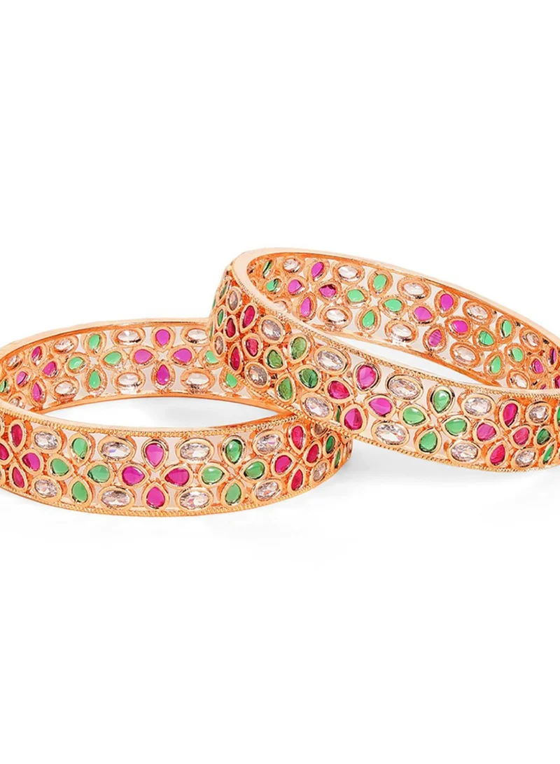 Priyaasi Set Of 2 Plated Crystal -Studded Bangles