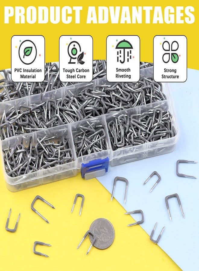 Mardatt 540 Pcs Insulated U Staple Nail Assortment Set with Storage Case, 0.56", 0.44“, 0.41", 0.36" Metal Cable Staple for Fixing Electrical Wire - Image 4