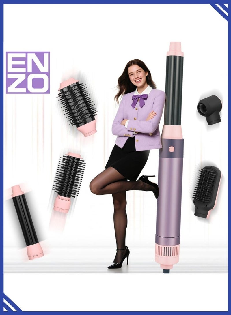 ENZO EN-4133 6 In 1 Professional Hot Air Styler Hair Dryer Brush | Hair Curler, Straightener, Volumizer & Smoothing Brush | Multi Styling Tool for Women - Image 2