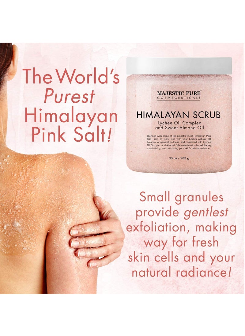 Majestic Pure Majestic Pure Himalayan Salt Scrub and Orange Scrub Bundle – Exfoliating and Moisturizing Body scrub Combo  - Image 2