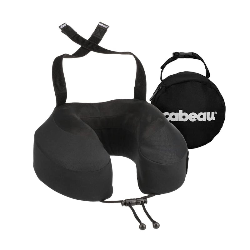 Cabeau Evolution S3 Travel Neck Pillow Memory Foam Neck Support  Adjustable Clasp  and Seat Strap Attachment - Comfort On-The-Go with Carrying Case for Airplane  Train  and Car (Steel Grey) - Image 2